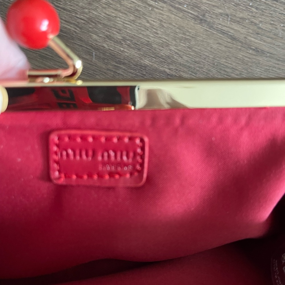 Miu Miu Red patten Cosmetic Pouch/Clutch with Chain Conversion New - Picture 5 of 7